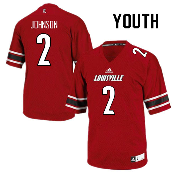 Youth #2 Khalib Johnson Louisville Cardinals College Football Jerseys Sale-Red - Click Image to Close